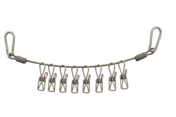 Clothesline with clothespins hanging on transparent background
