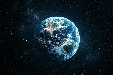 Fototapeta premium Stunning view of Earth from space, showcasing its continents and oceans against a backdrop of stars.