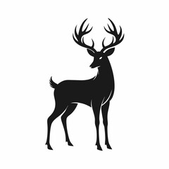 Deer animal mammal reindeer vector silhouette illustration with wild antlers