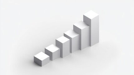 Ascending White Cubes Abstract 3D Growth Chart Illustration for Business Success and Progress