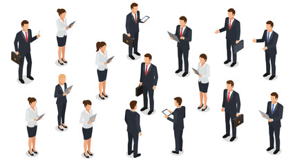 Isometric Business Professionals Diverse Group of Men and Women in Suits