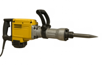 Powerful electric demolition jackhammer with transparent background