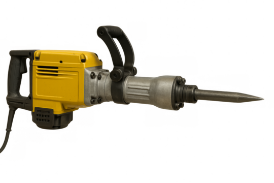 Powerful electric demolition jackhammer with transparent background