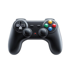 The thrill of virtual worlds A sleek black game controller promises on transparent background