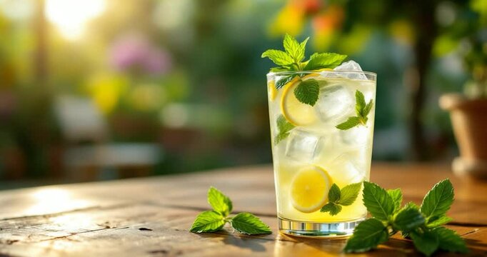 mojito cocktail on wooden table