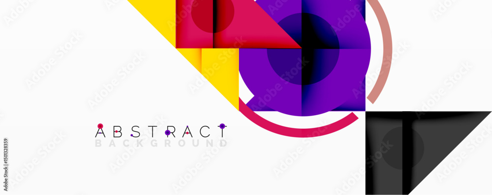 Poster abstract geometric shapes, vibrant colors, modern design. composition features squares, circles, tri