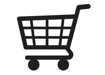 shopping cart logo silhouette vector illustration, shopping cart silhouette logo icon design, shopping cart vector logo, Shopping trolley vector silhouette illustration isolated on white background.