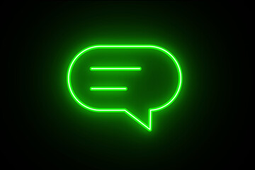 Neon chat icon. Green Color chat icon. Bright Chatting icon. Messaging symbol. Chatting or messaging flat icon apps and websites. 