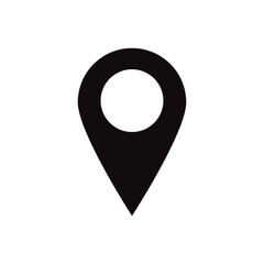 Black location pin icon vector flat design.