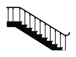silhouette of a ladder, Black silhouette of a living room staircase, vector elegant staircase