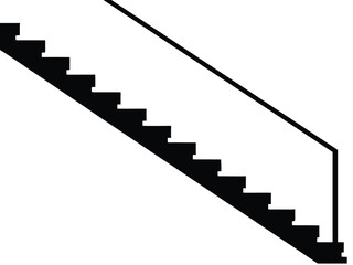 Obraz premium Simple silhouette of a black staircase on a white background, minimalist graphic design, stairway isolated on white