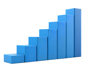 3D Rising Bar Graph with Arrow Indicating Financial Success on Transparent Background 