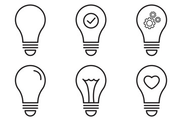 Idea icon. Light bulb sign. Idea vector set. Electric lamp isolated sign. set of bulbs idea concept isolated vector.