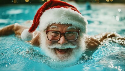 Santa Claus Christmas Swimming Pool Festive Fun
