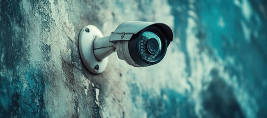 Security Camera on Weathered Wall