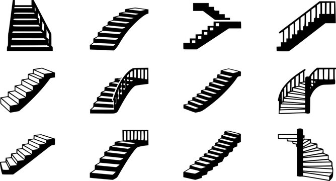 Stair vector icon silhouette black color
