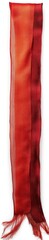 A long, vibrant scarf with a gradient of red hues.  It features a multi-toned, ombre effect with fringed ends