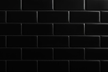 Obraz premium Elegant Black Subway Tile Wall Texture for Sophisticated Interior Design and Modern Architecture Projects