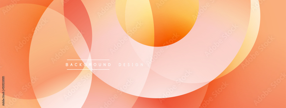Aufkleber Abstract orange design. Overlapping circles create dynamic visual effect. Soft gradients, modern aesthetic. Minimalist background pattern.