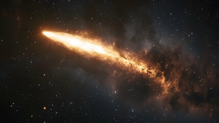 Comet streaking through the Milky Way viewed from deep space