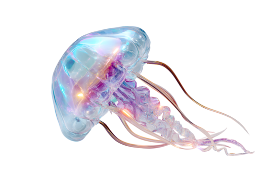 Glowing jellyfish transparent ocean creature marine life aquatic animal wildlife on transparent background