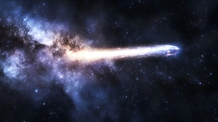 Comet streaking through the Milky Way viewed from deep space