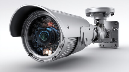 Security cam, cctv video camera, street observe surveillance equipment front and side angle view. Secure guard eye and crime prevention isolated on white background. Realistic 3d vector illustration