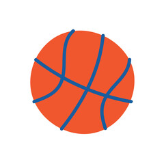 Orange Basketball Ball. Concept of sport, school, education, hobby. Hand drawn ball. Sports equipment. Basketball sport emblem icon. Vector Illustration Isolated on transparent Background