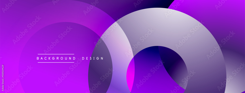 Poster Abstract purple layers create dynamic visual effect. Modern design elements suggest fluidity, depth, sophistication. Minimal text present.