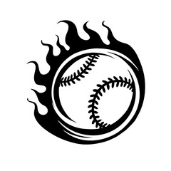 silhouette of flaming baseball vector 