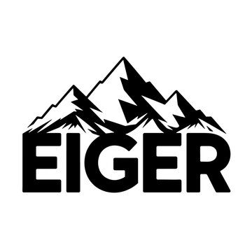 Eiger: Logo mountain range graphic design featuring stylized text in a serene night sky