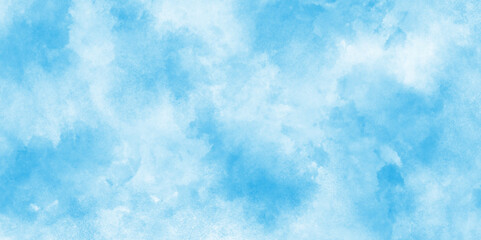 Pastel blue watercolor paint brush stroke background,Creative and painted cloudy sky blue watercolor background,Abstract blue watercolor illustration banner, wallpaper,