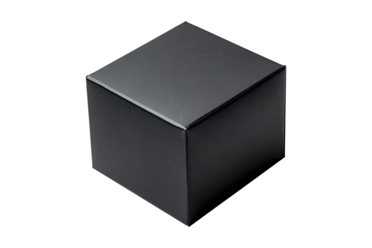 simple black carton box isolated on a transparent background.