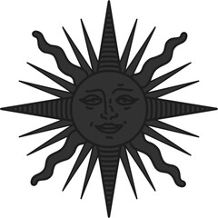 Fototapeta premium antique sun illustration; vintage solar depiction