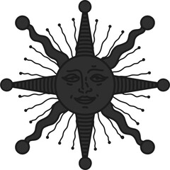 antique sun illustration; vintage solar depiction
