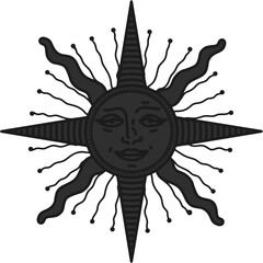 Fototapeta premium antique sun illustration; vintage solar depiction