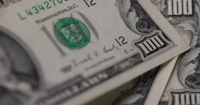 Old one hundred genuine American dollars series from 1990 to 2006, old American dollars in face value of 100, close up