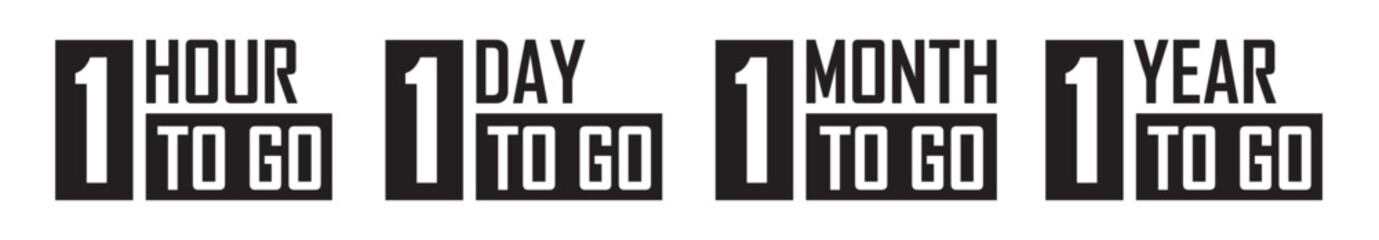 1 day, 1 week, 1 month, 1 year to go icon, Vector illustration