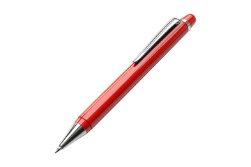 red ballpoint pen isolated on a transparent background.