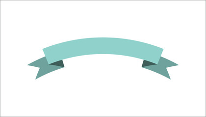 Teal blue ribbon banner with curled tail ends simple design isolated on transparent vector background