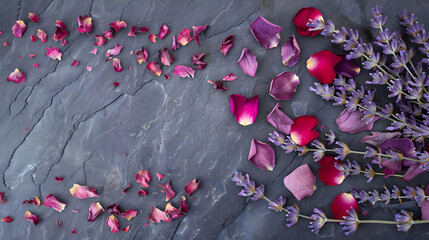 pink flowers on a marble background
