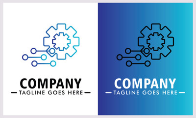 mechanical technology logo design digital design,abstract logo with abstract curve suitable for,company sign,product industry,presentation,web banner,social media