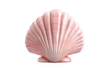 pink sea shell isolated on a transparent background.