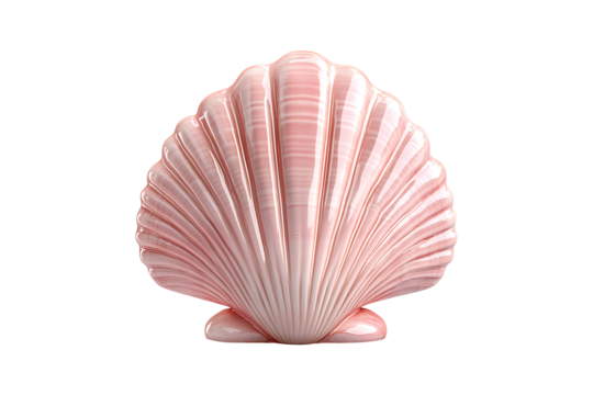 pink sea shell isolated on a transparent background.