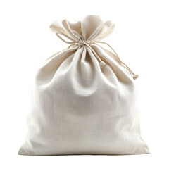 Obraz premium Cream fabric drawstring bag isolated on black background