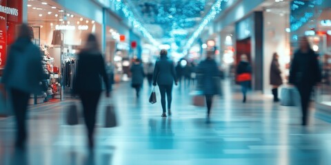 Blurred Motion in Shopping Mall, A Festive Atmosphere