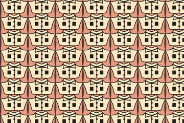 vector seamless pattern with geometric shape shirt or blouse shapes outlined in a dark brownish-reddish-orange color, textile abstract backgrounds