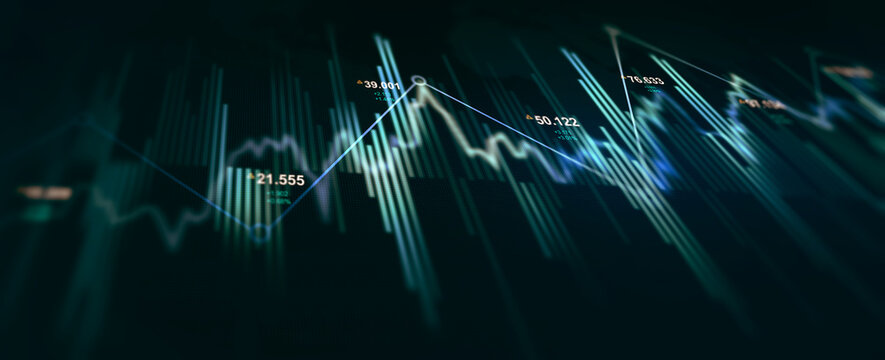 Stock market investment trading graph growth.Trade business analytics graph and financial chart.Price graph and indicator. Stock market investment and crypto currency. 
