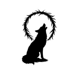 Illustration of hallowing forest wolf vector 