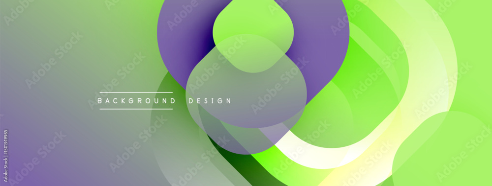 Aufkleber Abstract composition. Overlapping circles, gradients create dynamic visual effect. Soft colors, modern design elements present.